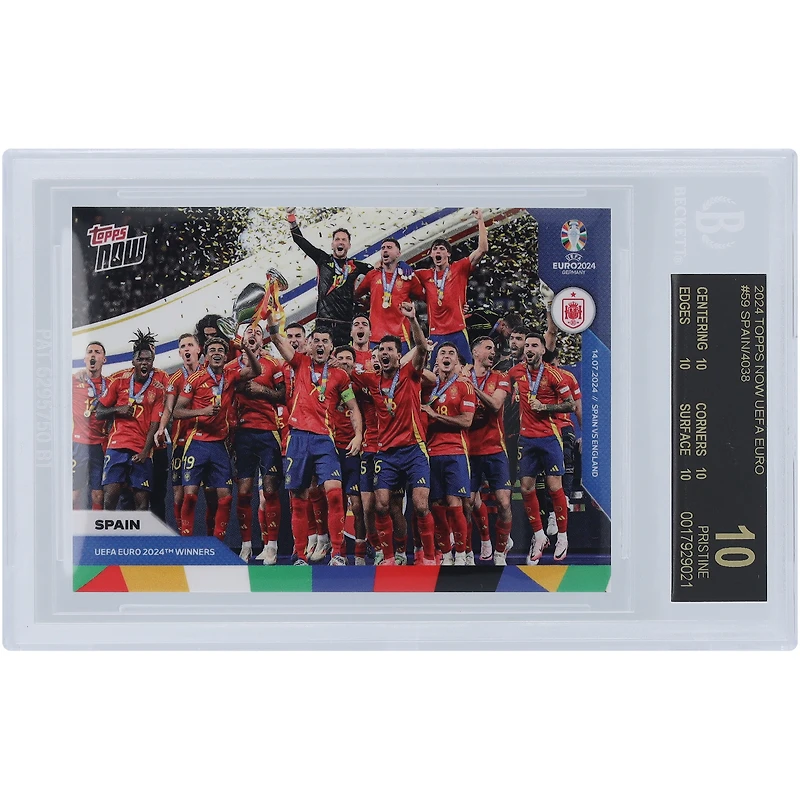 L'équipe nationale espagnole 2024 Topps remporte désormais l'UEFA Euro 2024 14.07.24 Black Label #59 BGS Carte 10 authentifiée - Sous-catégories 10,10,10,10