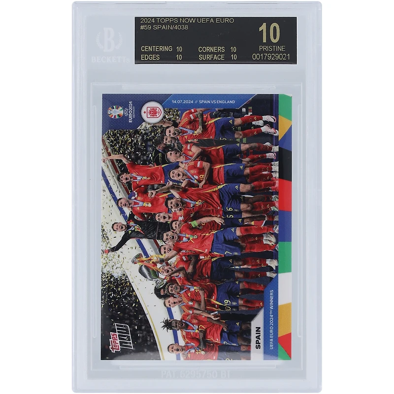L'équipe nationale espagnole 2024 Topps remporte désormais l'UEFA Euro 2024 14.07.24 Black Label #59 BGS Carte 10 authentifiée - Sous-catégories 10,10,10,10