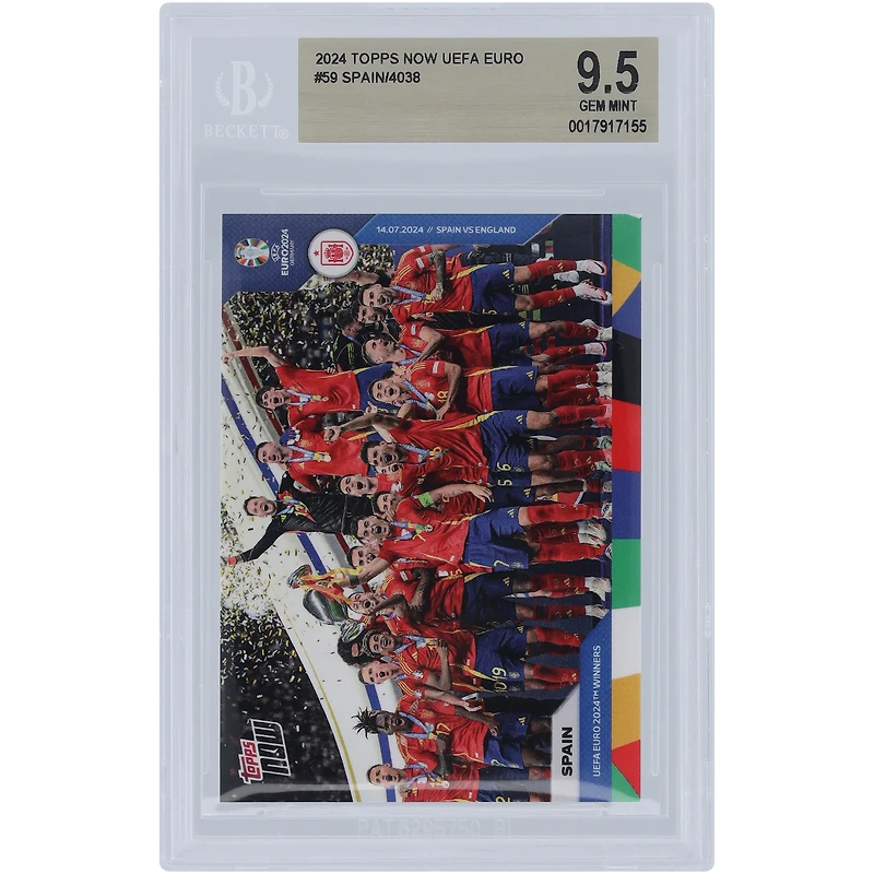 L'équipe nationale espagnole 2024 Topps est désormais vainqueur de l'UEFA Euro '24 14.07.24 #59 BGS Carte authentifiée 9.5