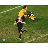 Andres Iniesta Spain National Team Autographed 11" x 14" Celebration Photograph 