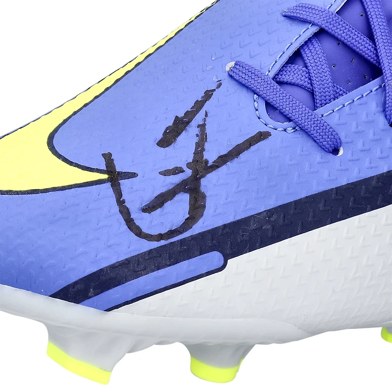 Crampons Nike bleus, jaunes et blancs autographiés par Gavi, équipe nationale d'Espagne