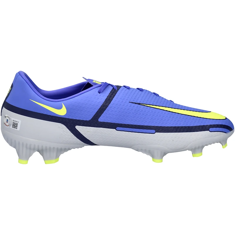 Chaussure Nike bleu, jaune et blanche dédicacée par Gavi pour l'équipe nationale d'Espagne