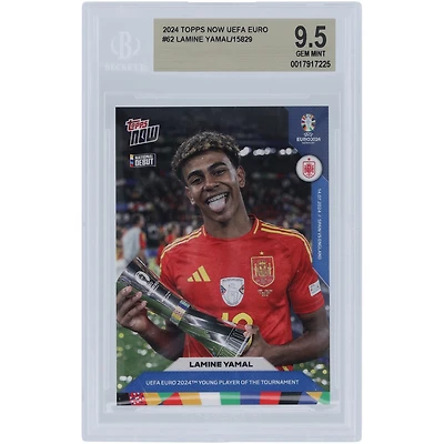 Lamine Yamal Équipe nationale d'Espagne 2024 Topps maintenant Jeune joueur du tournoi de l'UEFA Euro 2024 14.07.24 #62 BGS Carte authentifiée 9.5