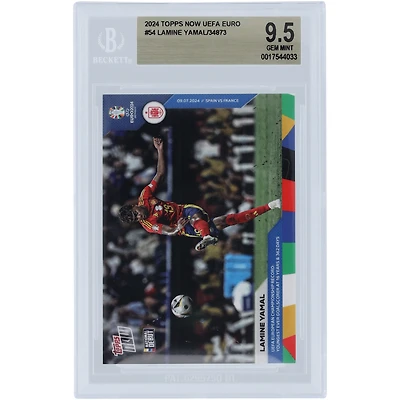 Lamine Yamal Spain National Team 2024 Topps Now UEFA Euro UEFA European Championship Record: Youngest Ever Goal Scorer At 16 Years & 362 Days #54 BGS Authenticated 9.5 Rookie Card