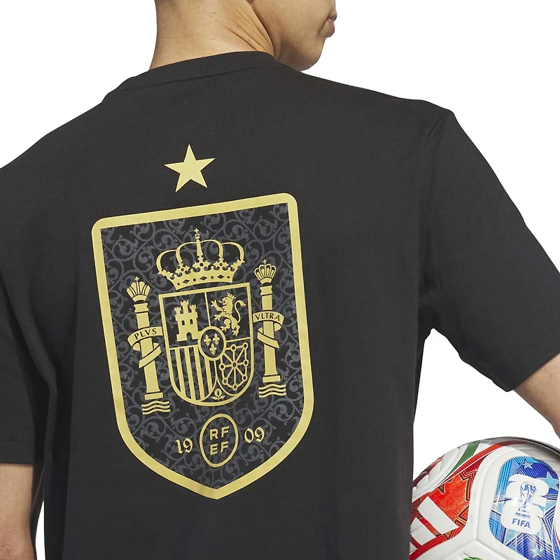Men's adidas Black Spain National Team 2026 Away Jersey Hook T-Shirt