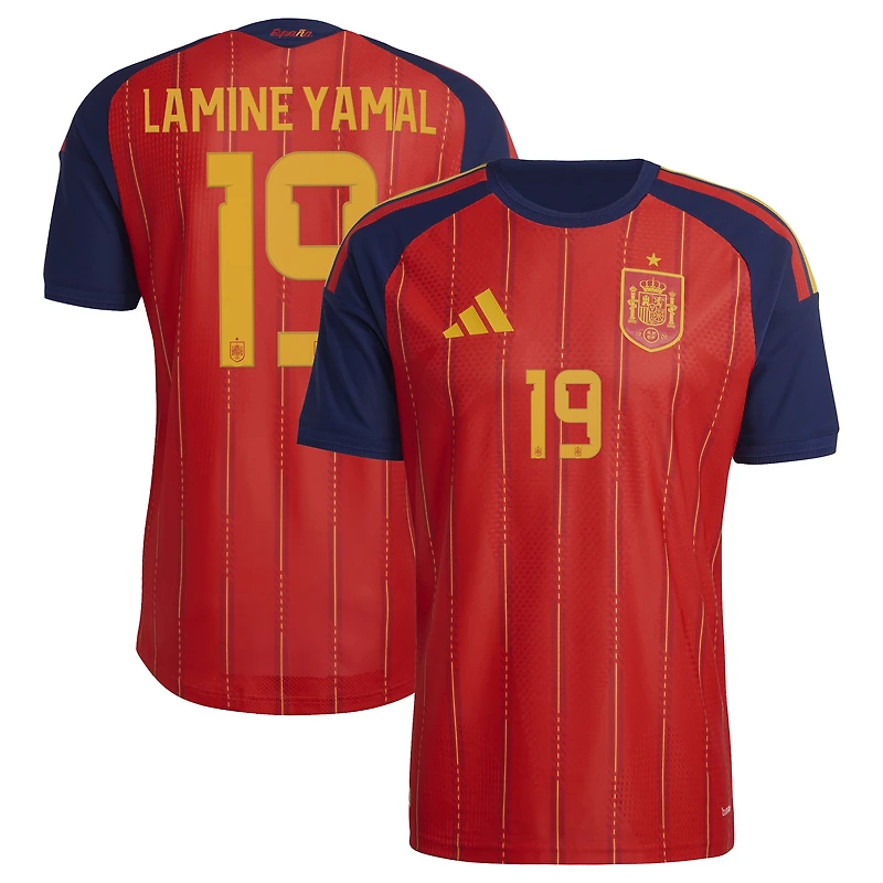 Maillot domicile authentique adidas Lamine Yamal rouge de l'équipe nationale espagnole 2026 pour homme