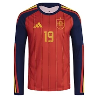 Maillot domicile réplique manches longues adidas Lamine Yamal rouge de l'équipe nationale espagnole 2026