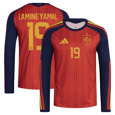 Men's adidas Lamine Yamal Red Spain National Team 2026 Home Replica Long Sleeve Jersey