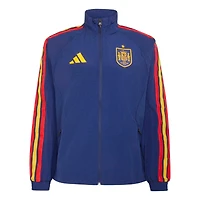 Veste zippée intégrale adidas blanche pour homme, équipe nationale espagnole 2026, extérieur.