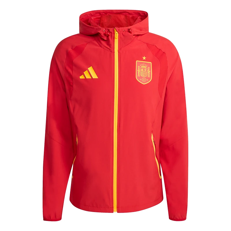 Veste coupe-vent de voyage zippée adidas rouge pour homme, équipe nationale d'Espagne, FIFA x Coupe du Monde 2026