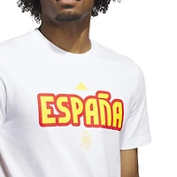 Men's adidas White Spain National Team Jersey Hook T-Shirt