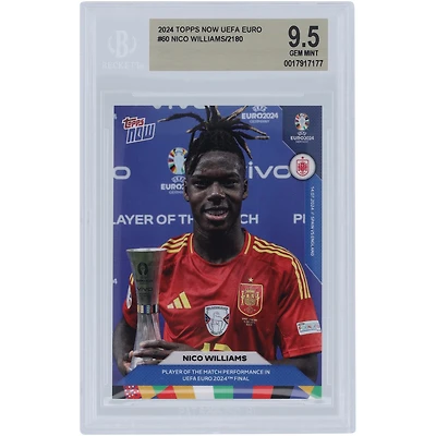 Nico Williams Équipe nationale d'Espagne 2024 Topps maintenant Joueur du match UEFA Euro 2024 14.07.24 #60 BGS Carte authentifiée 9.5