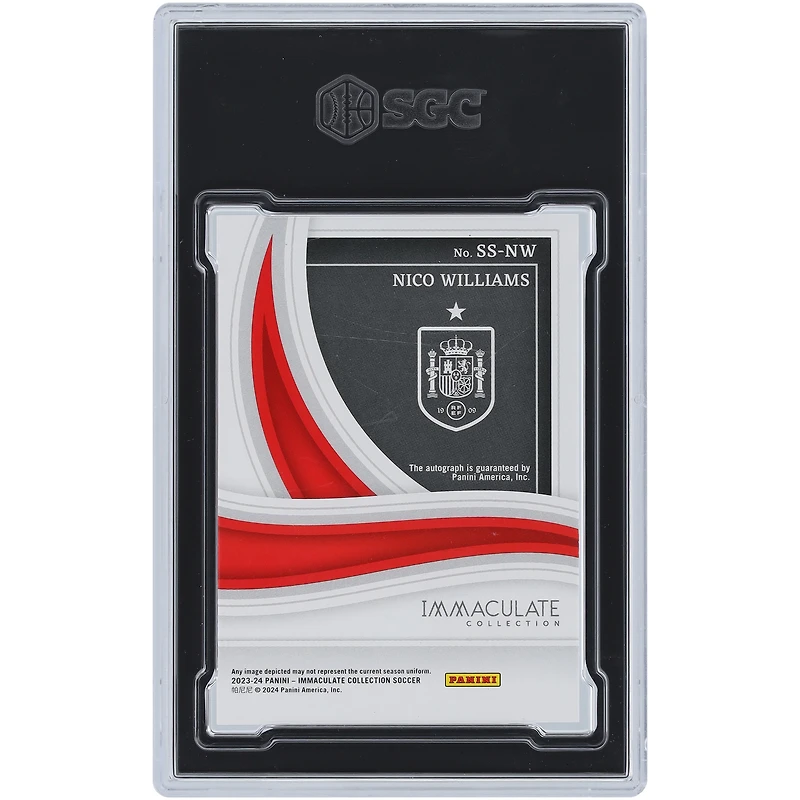 Carte Panini Immaculée Bleue #SS-NW #16/25 SGC Authentifiée 9 Dédicacée par Nico Williams Équipe Nationale d'Espagne 2023-24