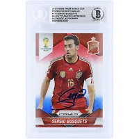 Sergio Busquets Spain National Team Autographed 2014 Panini Prizm World Cup Brasil Red White & Blue Prizm #174 Beckett Fanatics Witnessed Authenticated Card