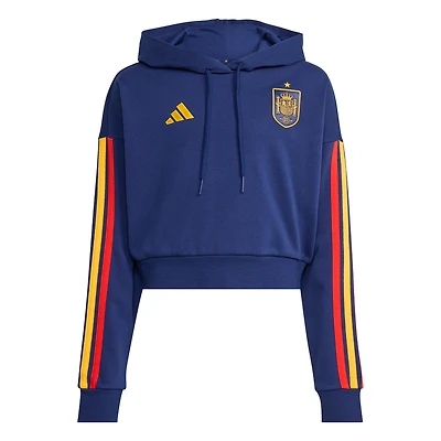Sweat à capuche court adidas Alphaskin bleu marine pour femme, équipe nationale espagnole