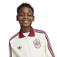 Veste zippée intégrale adidas blanche pour enfant, équipe nationale espagnole, extérieur, modèle Anthem, adidas.