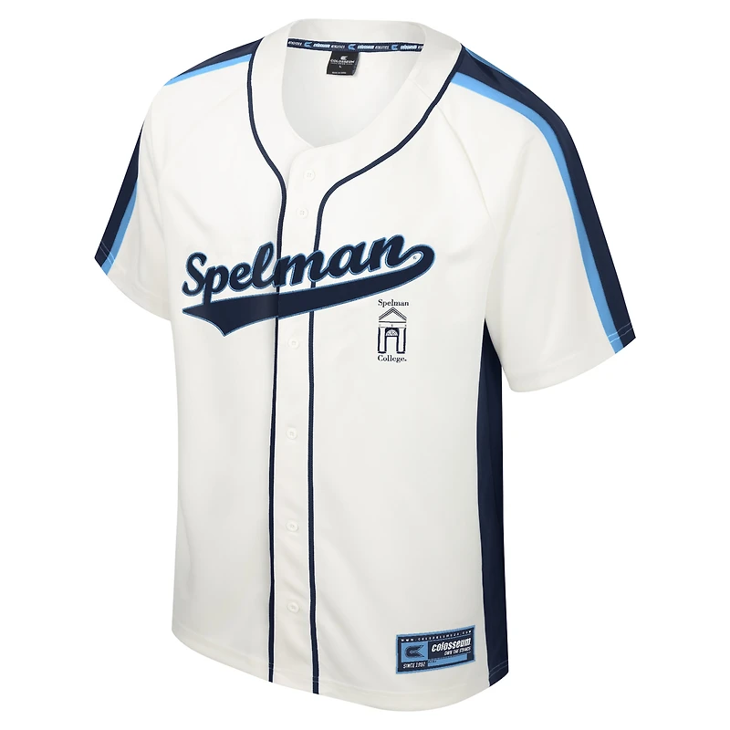 Maillot de baseball boutonné Ruth Spelman College Jaguars Colosseum crème pour hommes