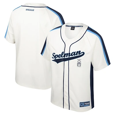 Men's Colosseum Cream Spelman College Jaguars Ruth Button-Up Baseball Jersey