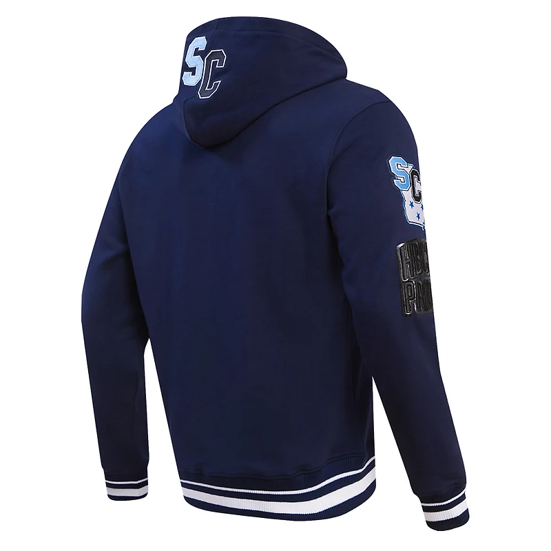 Sweat à capuche en polaire côtelé Pro Standard pour hommes, Spelman College Jaguars Homecoming, bleu marine