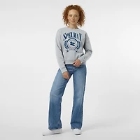 Women's Champion  Heather Gray Spelman College Jaguars Academic Crest Powerblend Crewneck Sweatshirt