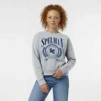 Women's Champion  Heather Gray Spelman College Jaguars Academic Crest Powerblend Crewneck Sweatshirt
