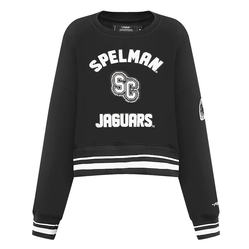 Sweat-shirt court à enfiler Pro Standard Black Spelman College Jaguars Pearl pour femme