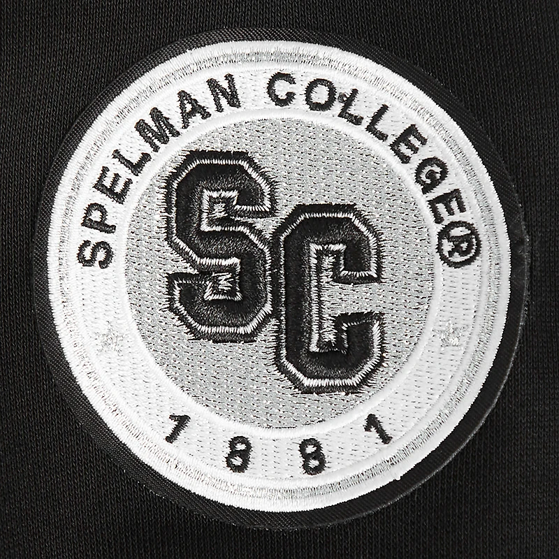 Women's Pro Standard Black Spelman College Jaguars Pearl Cropped Pullover Sweatshirt