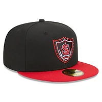 Casquette ajustée New Era Spokane Indians Marvel x Minor League 59FIFTY pour homme, noir/rouge