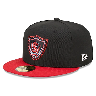 Casquette ajustée New Era Spokane Indians Marvel x Minor League 59FIFTY pour homme, noir/rouge