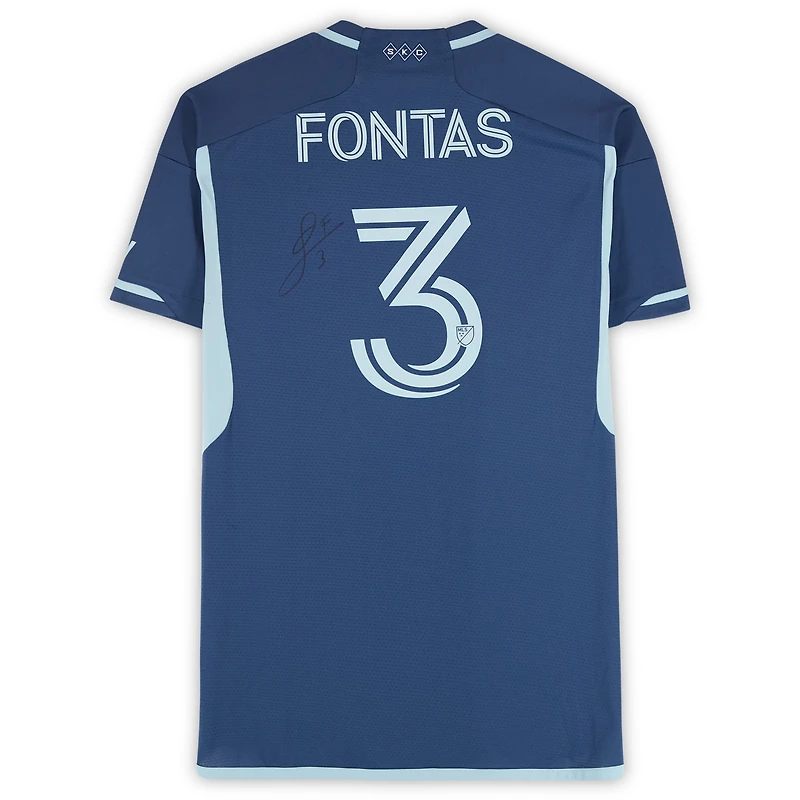 Andreu Fontas Sporting Kansas City Autographed Match-Used #3 Navy adidas Jersey from the 2024 MLS Season - Size L