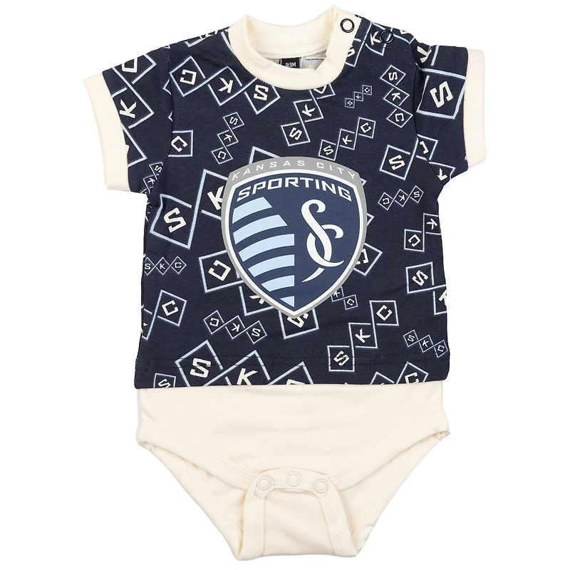Body T-shirt Sport Design pour bébé bleu marine de Suède Sporting Kansas City