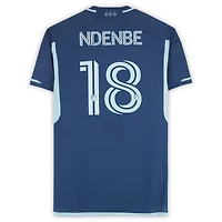 Logan Ndenbe Sporting Kansas City Autographed Match-Used #18 Navy adidas Jersey from the 2024 MLS Season - Size M