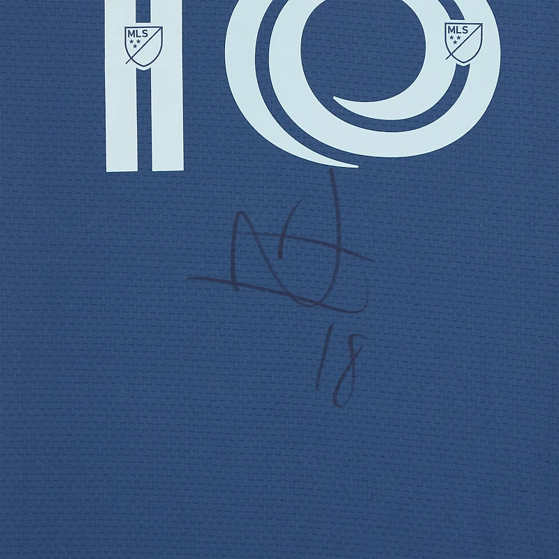 Logan Ndenbe Sporting Kansas City Autographed Match-Used #18 Navy adidas Jersey from the 2024 MLS Season - Size M