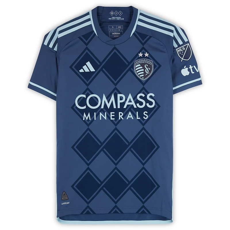 Memo Rodriguez Sporting Kansas City Autographed Match-Used #8 Navy adidas Jersey from the 2024 MLS Season - Size S