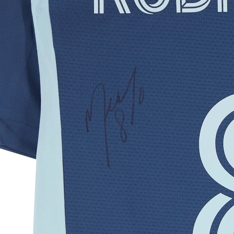 Memo Rodriguez Sporting Kansas City Autographed Match-Used #8 Navy adidas Jersey from the 2024 MLS Season - Size S