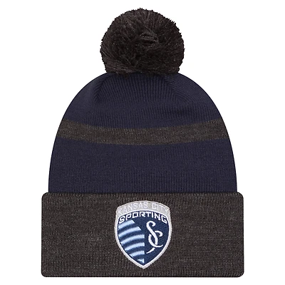 Men's New Era  Blue Sporting Kansas City 2025 Kickoff Cuffed Knit Hat with Pom