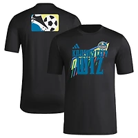 T-shirt d'avant-match adidas Sporting Kansas City 2024 MLS Hook pour homme, noir