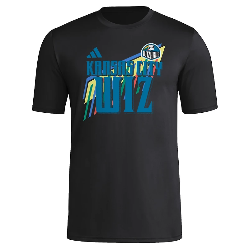 T-shirt d'avant-match adidas Sporting Kansas City 2024 MLS Hook pour homme, noir