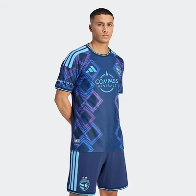 Men's adidas Blue Sporting Kansas City 2026 The 18th & Vine Kit On-Field Authentic Patch Jersey