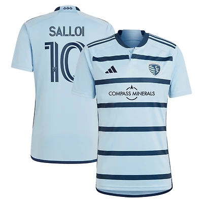 Maillot de joueur réplique adidas Daniel Salloi Sporting Kansas City 2024 Hoops 4.0 bleu clair pour homme