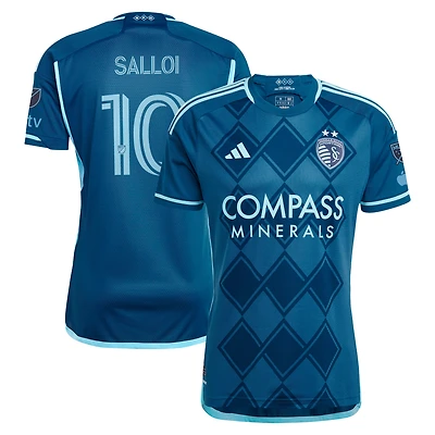 Maillot de joueur adidas Daniel Salloi pour hommes, bleu marine, Sporting Kansas City 2024 Diamonds, Our Forever Authentic Player