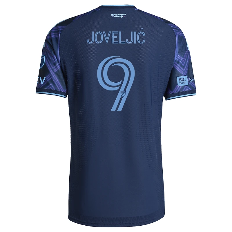 Men's adidas Dejan Joveljic Blue Sporting Kansas City 2026 The 18th & Vine Kit On-Field Authentic Patch Jersey