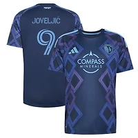 Men's adidas Dejan Joveljic Blue Sporting Kansas City 2026 The 18th & Vine Kit Replica Jersey