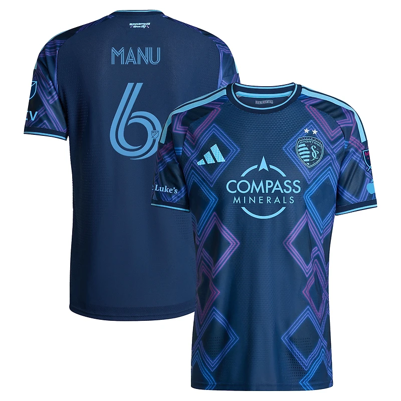 Men's adidas Manu García Blue Sporting Kansas City 2026 The 18th & Vine Kit On-Field Authentic Patch Jersey
