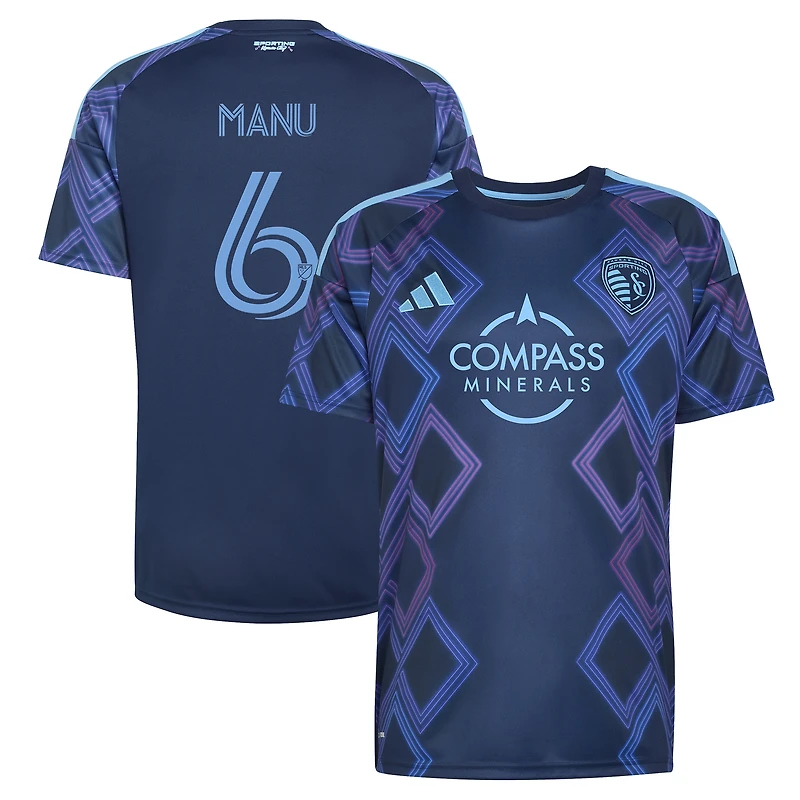 Men's adidas Manu García Blue Sporting Kansas City 2026 The 18th & Vine Kit Replica Jersey