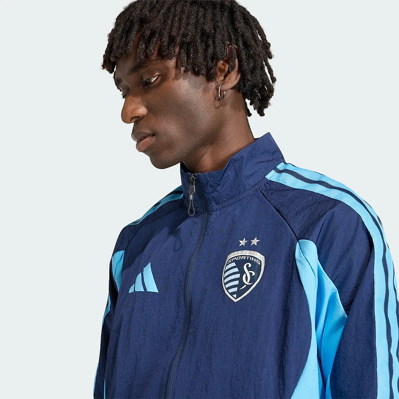 Men's adidas Navy Sporting Kansas City 2026 Anthem Raglan Full-Zip Jacket