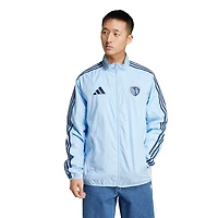 Men's adidas Sky Blue/White Sporting Kansas City 2025 Anthem Reversible Full-Zip Jacket
