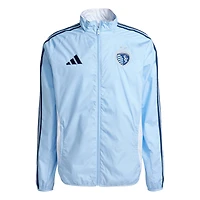 Men's adidas Sky Blue/White Sporting Kansas City 2025 Anthem Reversible Full-Zip Jacket
