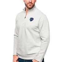 Men's Antigua Gray Sporting Kansas City Primary Team Logo Gambit Quarter-Zip Pullover Top