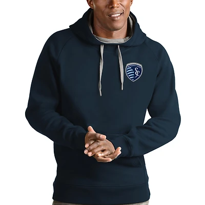 Men's Antigua Navy Sporting Kansas City Logo Victory Pullover Hoodie